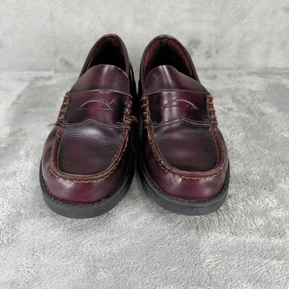 G.H. Bass & Co. Antaries Boys 2.5M Brown Leather Penny Loafers Moc Toe Shoes